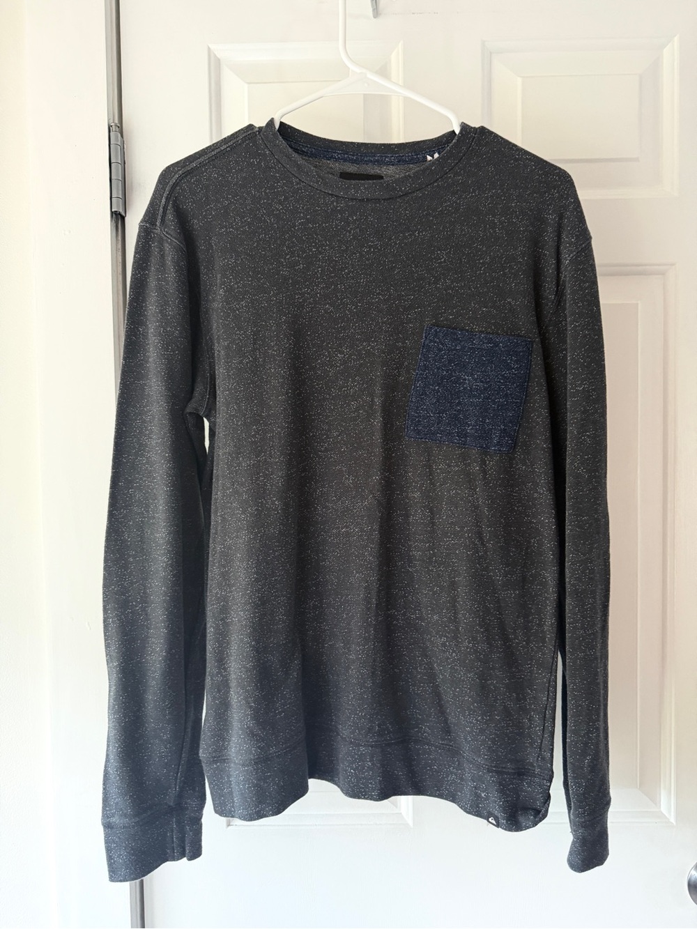 Quiksilver Speckled Charcoal Crewneck with Blue Chest Pocket